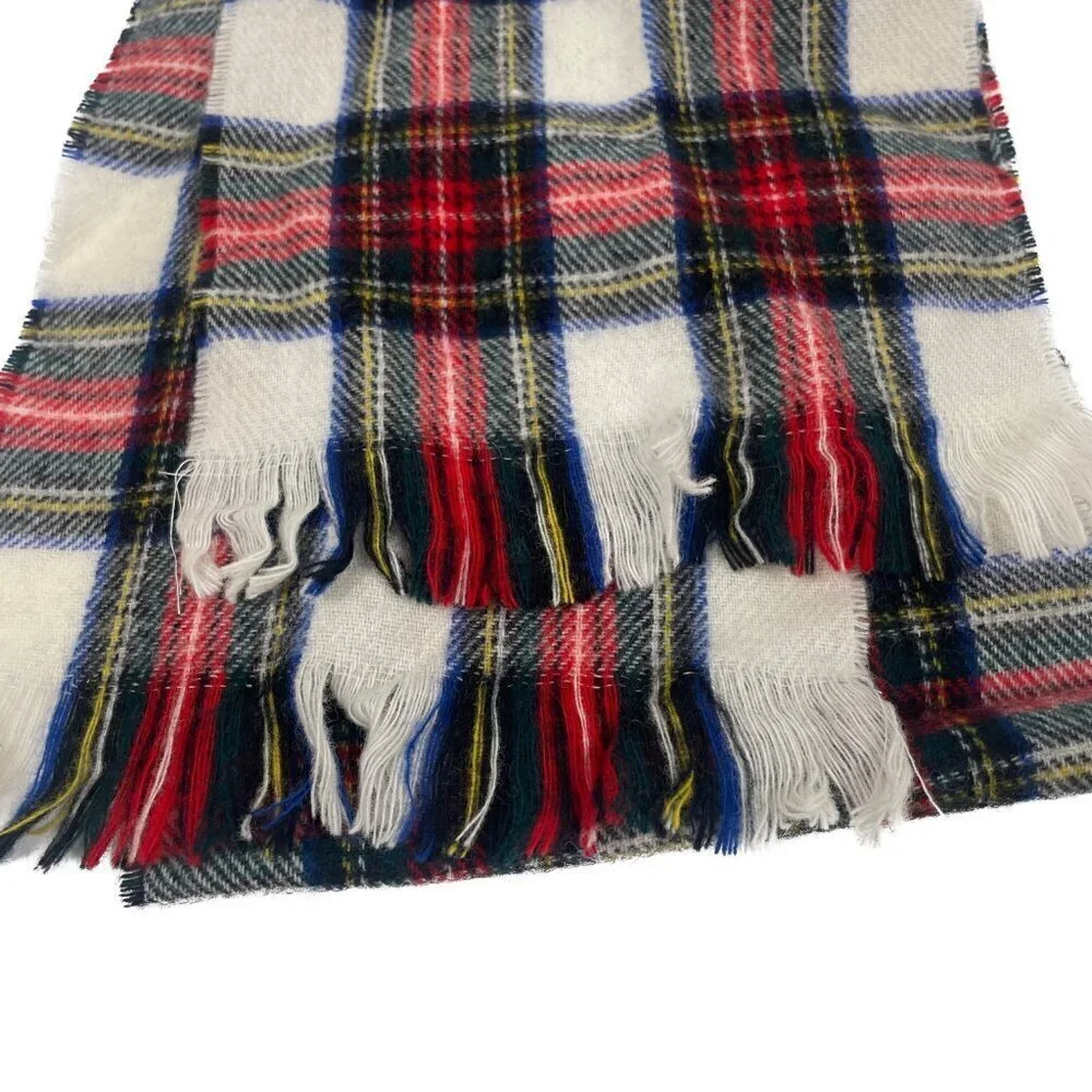 Highland Home Lambswool Vintage 100% Wool Plaid Scarf